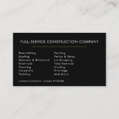 Professional Handyman & Builder 名刺 (裏面)