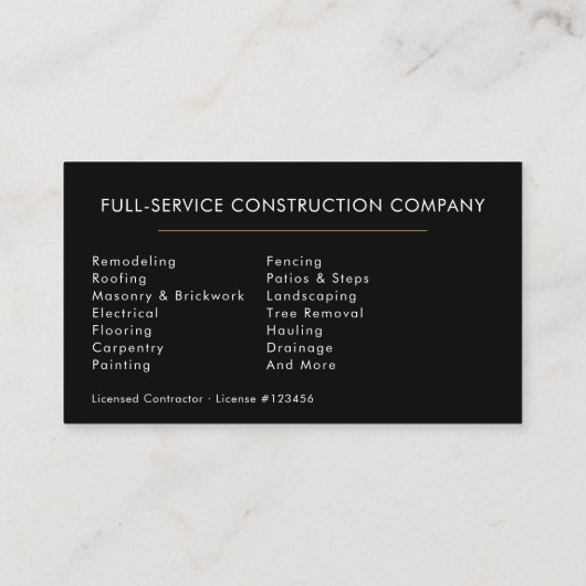 Professional Handyman & Builder 名刺 (裏面)