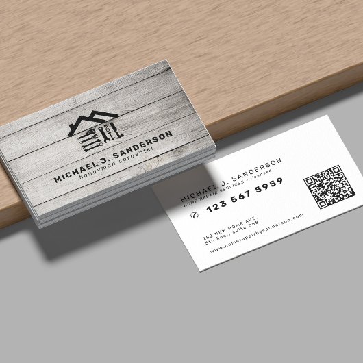 Professional handyman carpenter tools wood 名刺