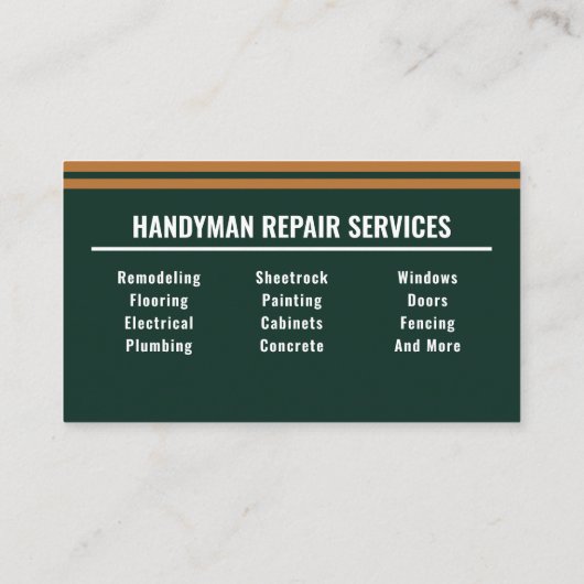 Professional Handyman Modern Forest Green & Copper 名刺 (裏面)