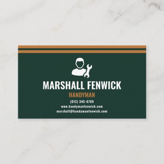 Professional Handyman Modern Forest Green & Copper 名刺 (正面)