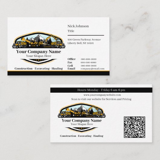 Professional Heavy Equipment Construction Company  名刺 (正面/裏面)