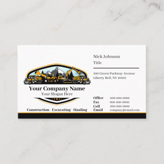 Professional Heavy Equipment Construction Company 名刺 (正面)