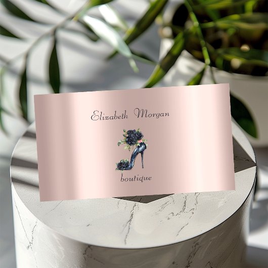  Professional High Heels Black Roses Rose Gold 名刺