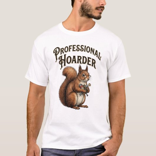 Professional Hoarder Funny Vintage Squirrel Tシャツ (正面)