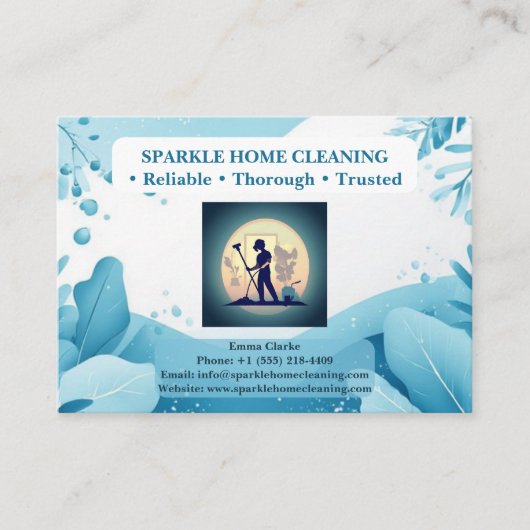 Professional Home Cleaning Services Logo QR Code 名刺 (正面)