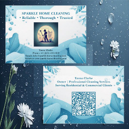 Professional Home Cleaning Services Logo QR Code 名刺