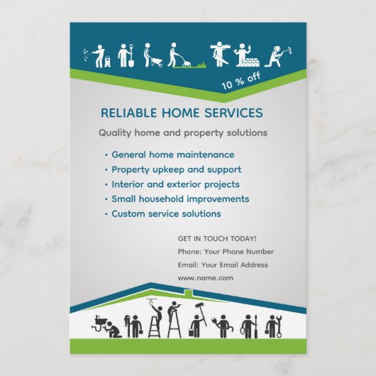 Professional Home Maintenance Flyer Template 招待状 (正面)