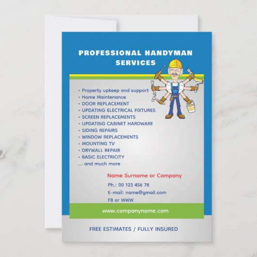 Professional Home Maintenance Flyer Template 招待状 (正面)