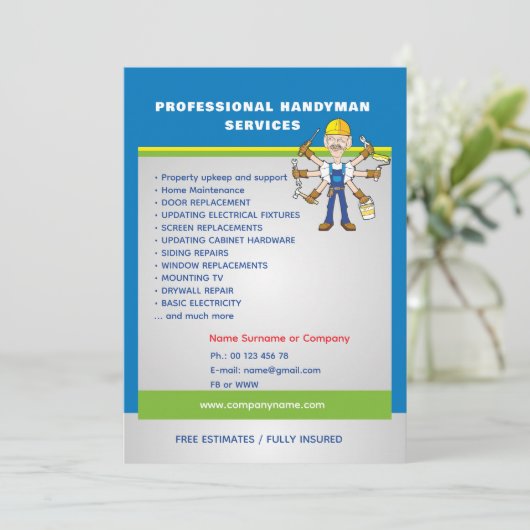 Professional Home Maintenance Flyer Template 招待状 (スタンド正面)