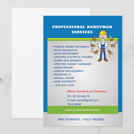 Professional Home Maintenance Flyer Template 招待状 (正面/裏面)