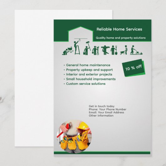 Professional Home Maintenance Flyer Template 招待状 (正面/裏面)