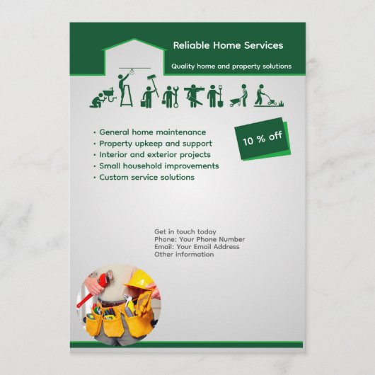 Professional Home Maintenance Flyer Template 招待状 (正面)