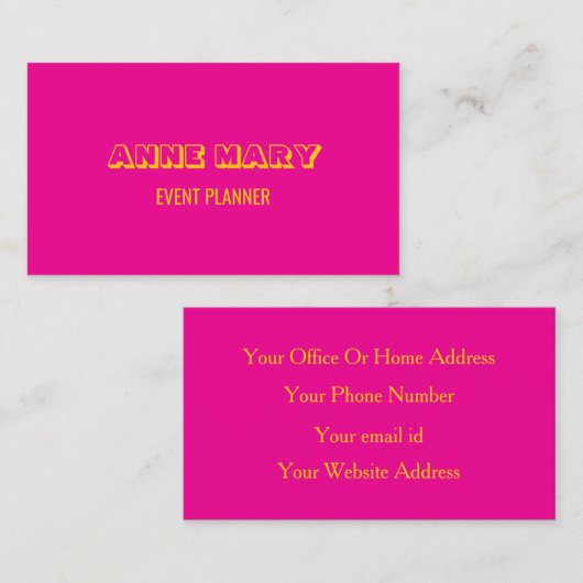 Professional Hot Pink Orange Retro Modern Trendy 名刺 (正面/裏面)