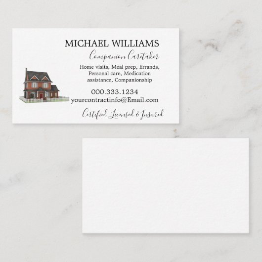 Professional House Caregiver 予約カード (正面/裏面)