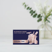 Professional House Cleaning Navy Blue & Rose Gold 名刺 (スタンド正面)