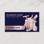 Professional House Cleaning Navy Blue & Rose Gold 名刺 (正面)