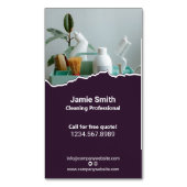 Professional House Cleaning Purple White マグネット名刺 (正面縦)