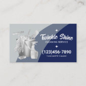 Professional House Cleaning Service Blue Silver 名刺 (正面)
