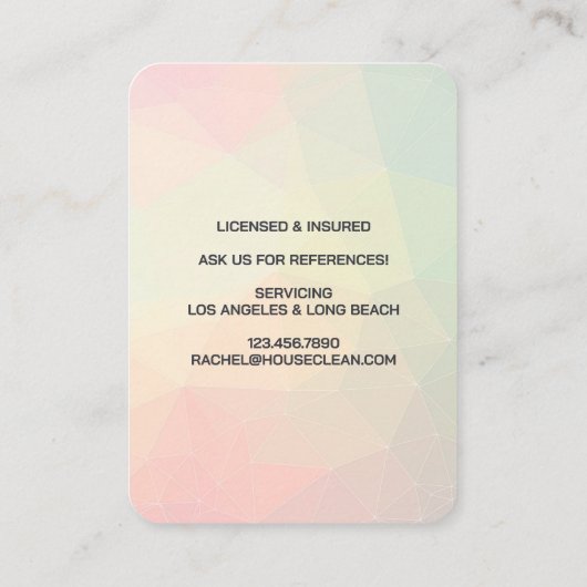 Professional House Cleaning Service Housekeeping 名刺 (裏面)