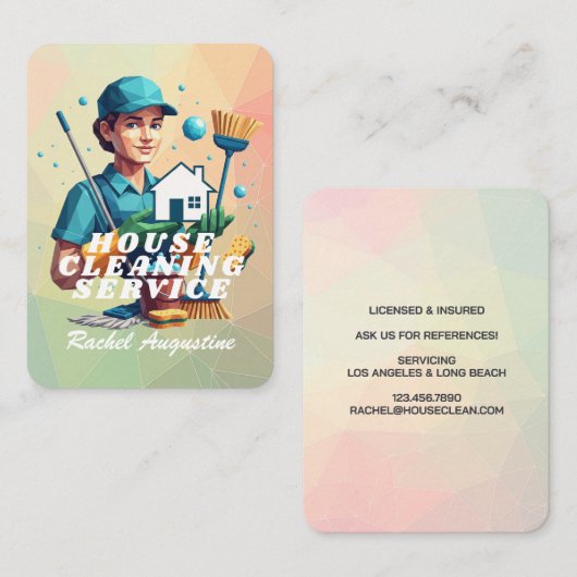Professional House Cleaning Service Housekeeping 名刺 (正面/裏面)