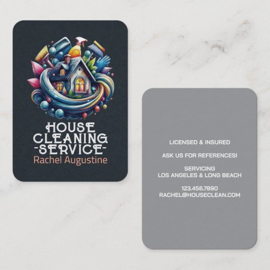 Professional House Cleaning Service Housekeeping 名刺 (正面/裏面)
