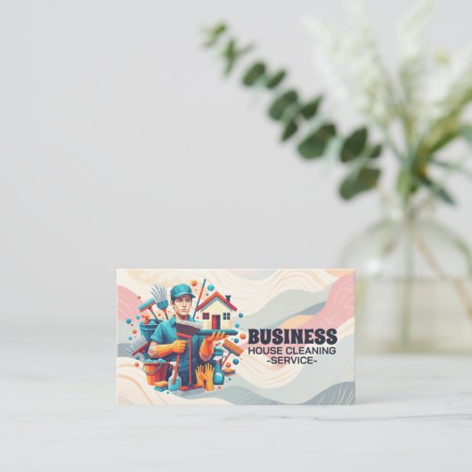 Professional House Cleaning Service Housekeeping 名刺 (スタンド正面)