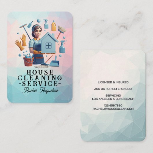Professional House Cleaning Service Housekeeping 名刺 (正面/裏面)