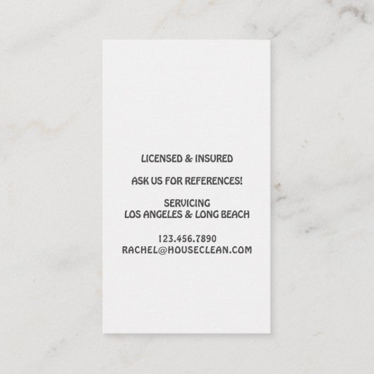 Professional House Cleaning Service Housekeeping 名刺 (裏面)