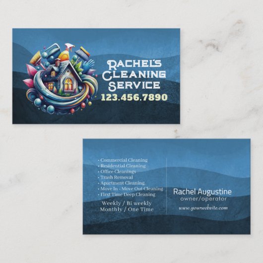 Professional House Cleaning Service Housekeeping 名刺 (正面/裏面)