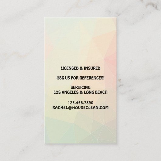 Professional House Cleaning Service Housekeeping 名刺 (裏面)