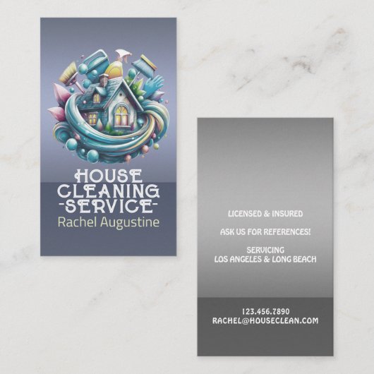 Professional House Cleaning Service Housekeeping 名刺 (正面/裏面)