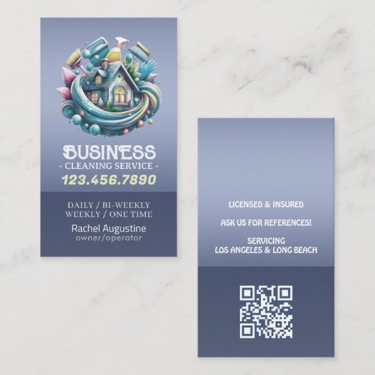 Professional House Cleaning Service Housekeeping 名刺 (正面/裏面)