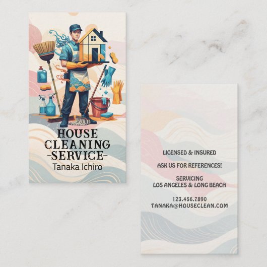 Professional House Cleaning Service Housekeeping 名刺 (正面/裏面)