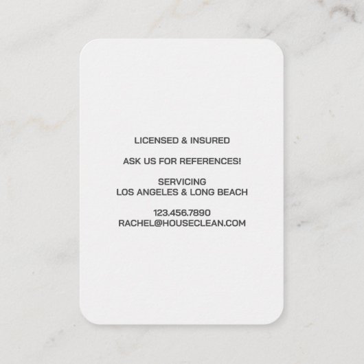 Professional House Cleaning Service Housekeeping 名刺 (裏面)