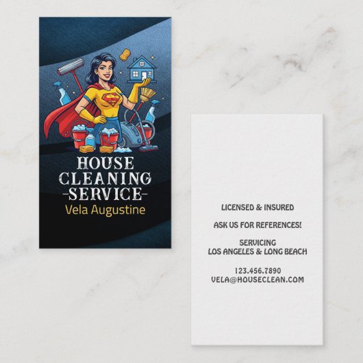 Professional House Cleaning Service Housekeeping 名刺 (正面/裏面)