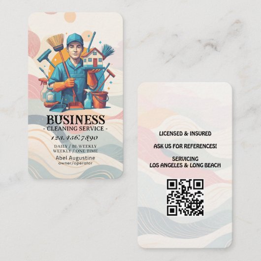 Professional House Cleaning Service Housekeeping 名刺 (正面/裏面)