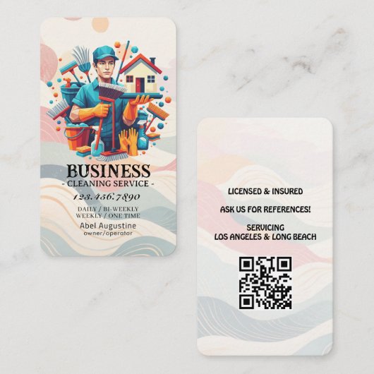 Professional House Cleaning Service Housekeeping 名刺 (正面/裏面)