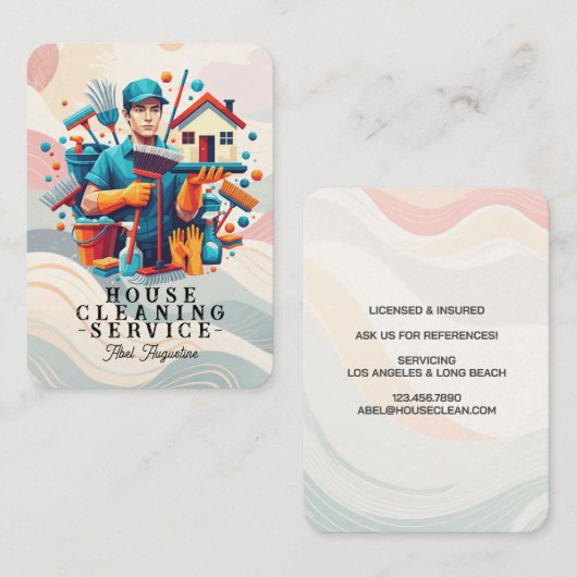 Professional House Cleaning Service Housekeeping 名刺 (正面/裏面)