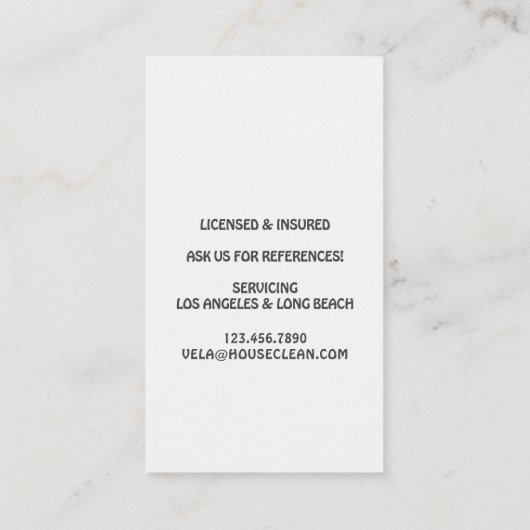 Professional House Cleaning Service Housekeeping 名刺 (裏面)