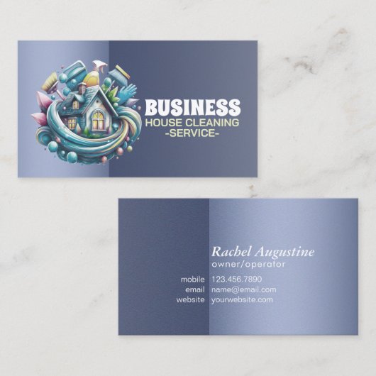 Professional House Cleaning Service Housekeeping 名刺 (正面/裏面)