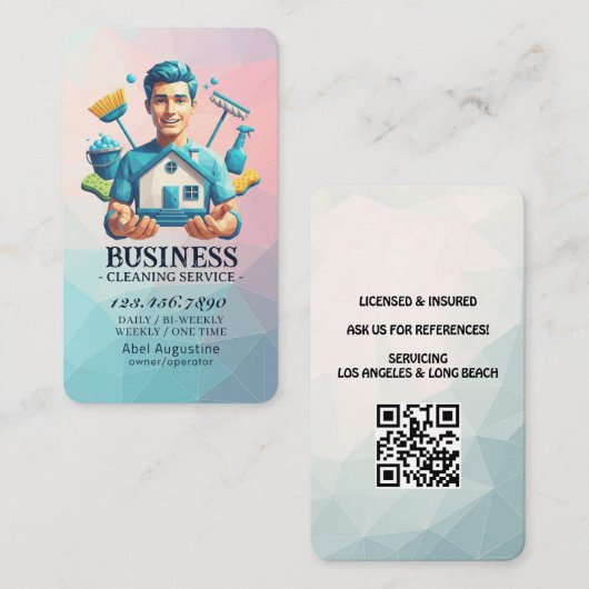 Professional House Cleaning Service Housekeeping 名刺 (正面/裏面)