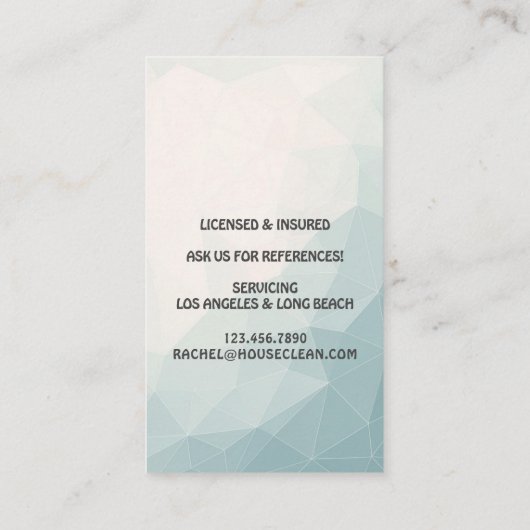 Professional House Cleaning Service Housekeeping 名刺 (裏面)