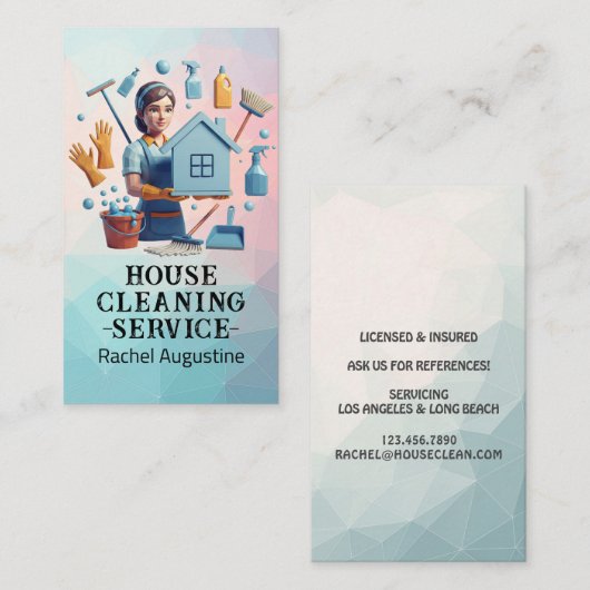 Professional House Cleaning Service Housekeeping 名刺 (正面/裏面)