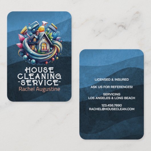 Professional House Cleaning Service Housekeeping 名刺 (正面/裏面)