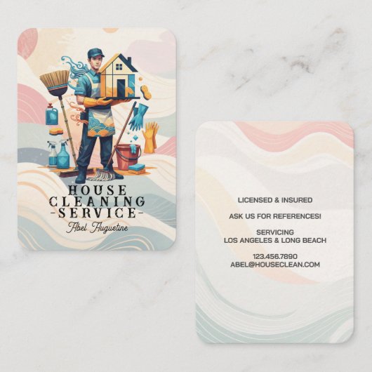 Professional House Cleaning Service Housekeeping 名刺 (正面/裏面)