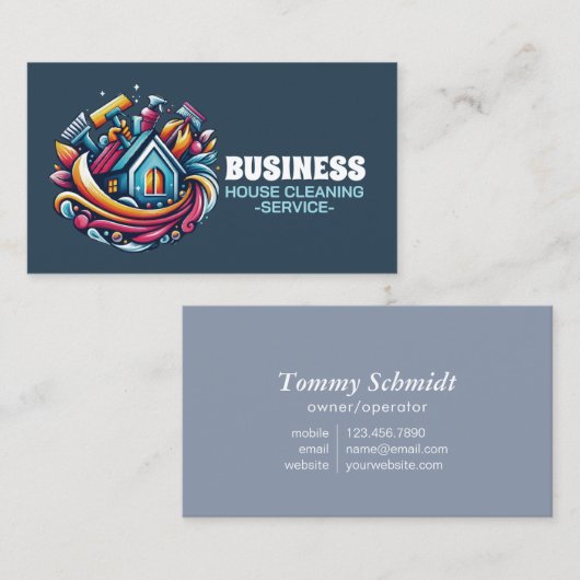 Professional House Cleaning Service Housekeeping 名刺 (正面/裏面)