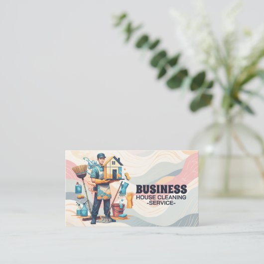 Professional House Cleaning Service Housekeeping 名刺 (スタンド正面)