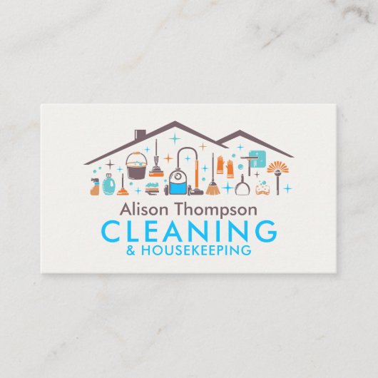 Professional House Cleaning Services Business Card 名刺 (正面)