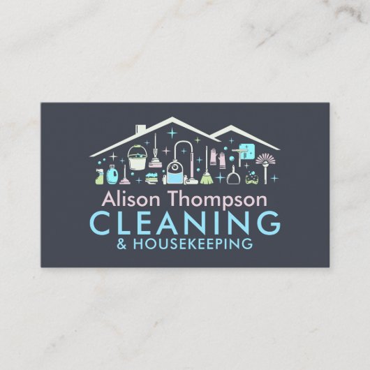 Professional House Cleaning Services Business Card 名刺 (正面)